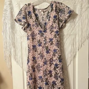 F21 PINK/FLORAL MAXI DRESS